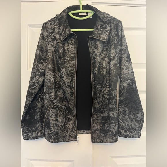 CHICO'S ZENERGY NEEMA EVELYN FOIL JACKET, BLACK SILVER, WOMEN'S 1 - Picture 1 of 9